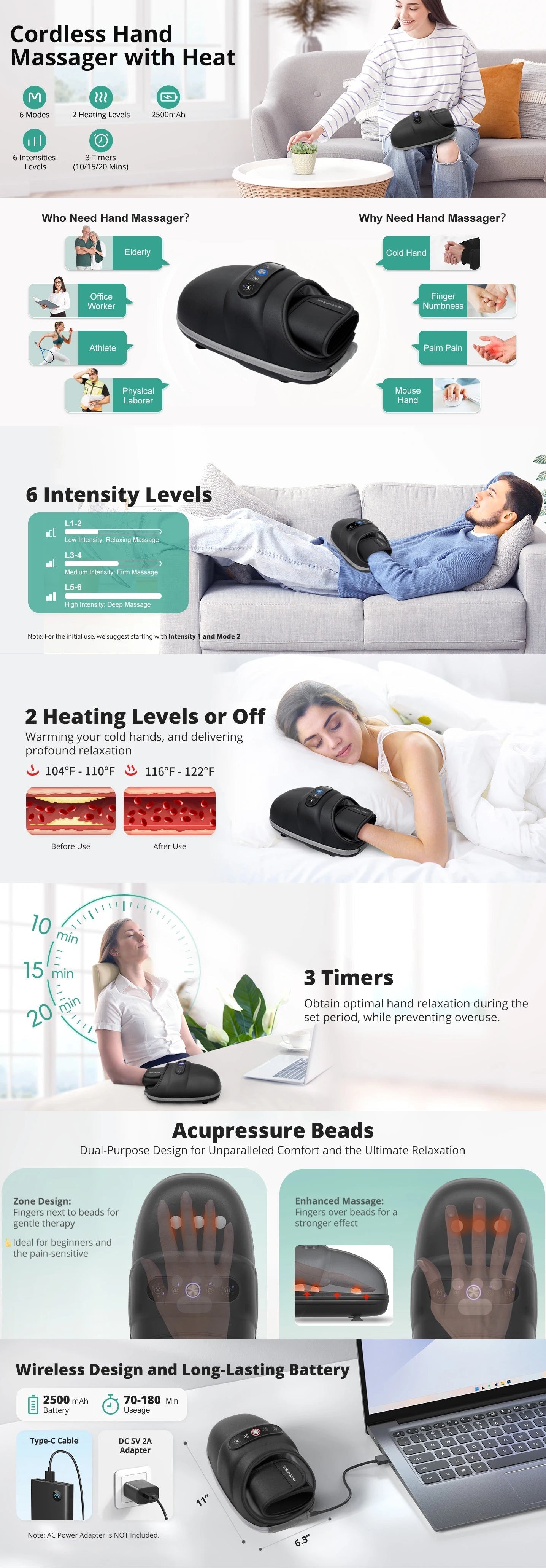 Wireless Electric Hand Massager